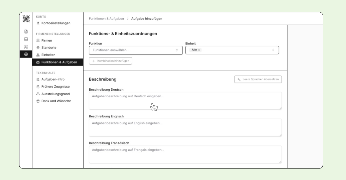 Aufgaben im System manuell hinzufügen